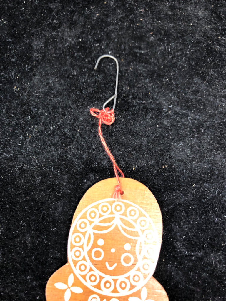 WOOD GIRL ESKIMO ORNAMENT.