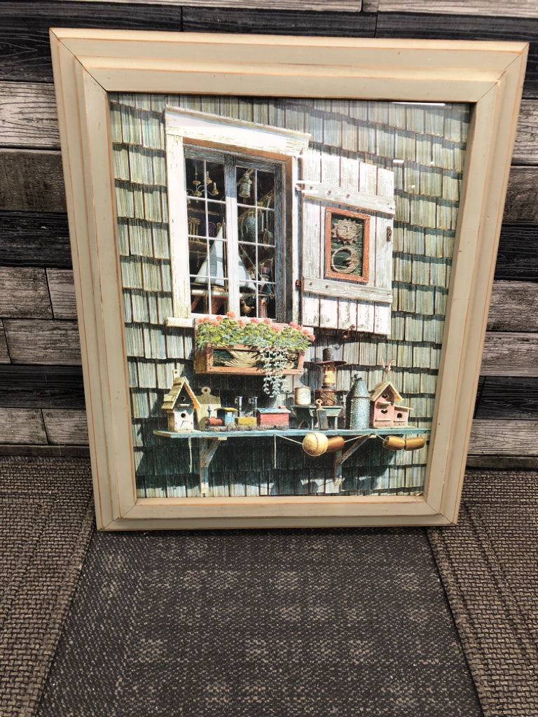 FRAMED GARDEN SHED WINDOW PRINT.