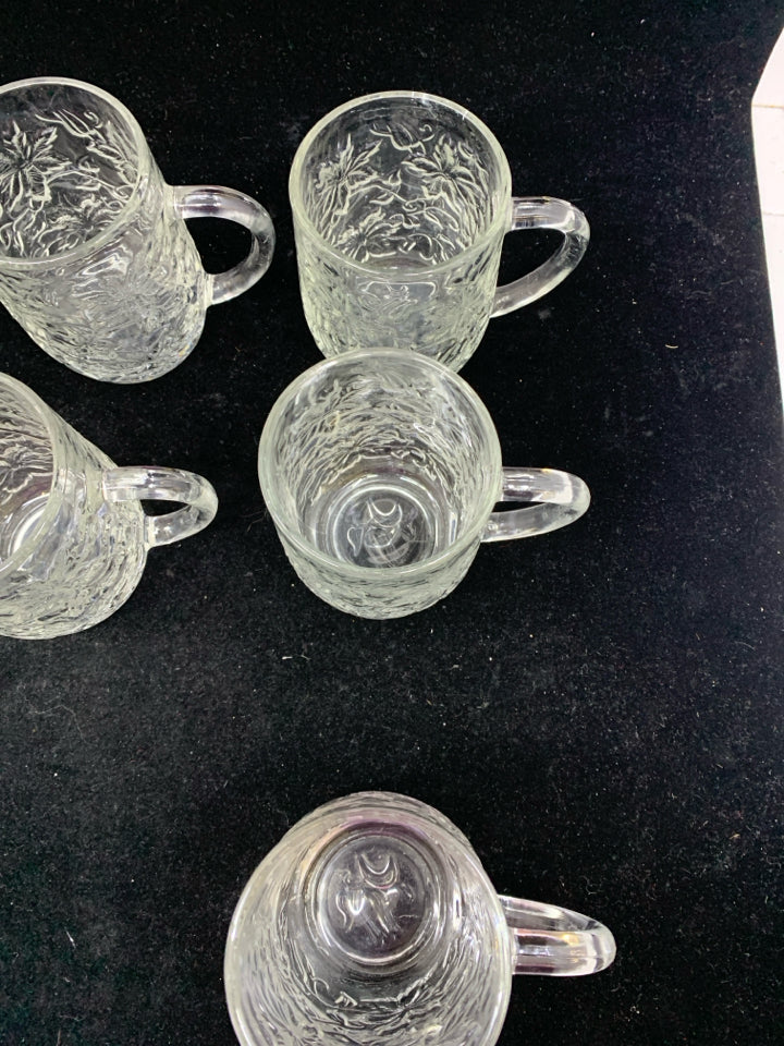 6 FANTASIA POINSETTIA EMBOSSED MUGS- PRINCESS HOUSE