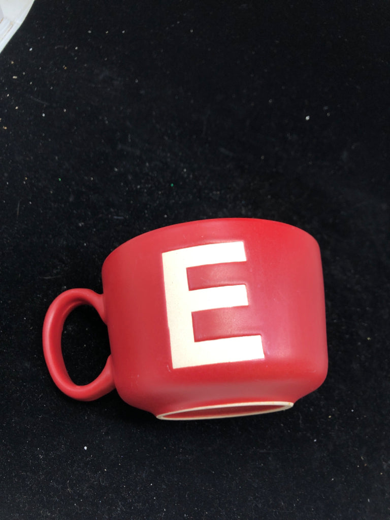 RED SOUP MUG W/ MONOGRAM E.