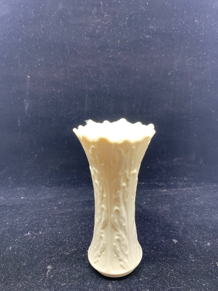 LENOX VASE TEXTURED W/ JAGGED EDGE.