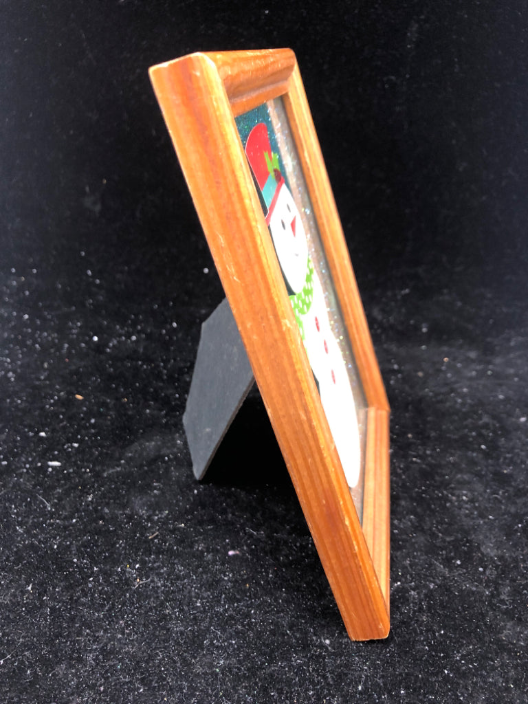 GLITTER SNOWMAN FRAMED DECOR.