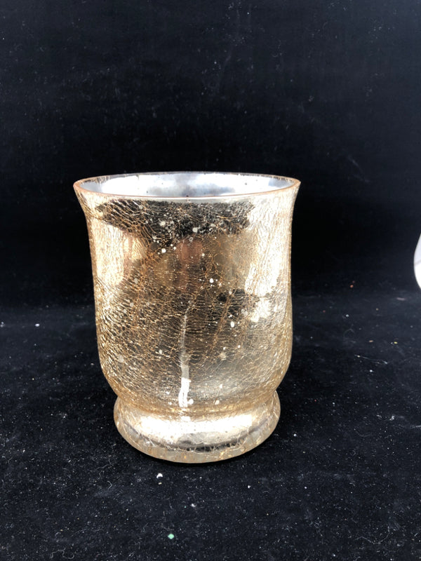 PILLAR CRACKLE MERCURY GLASS CANDLE HOLDER.