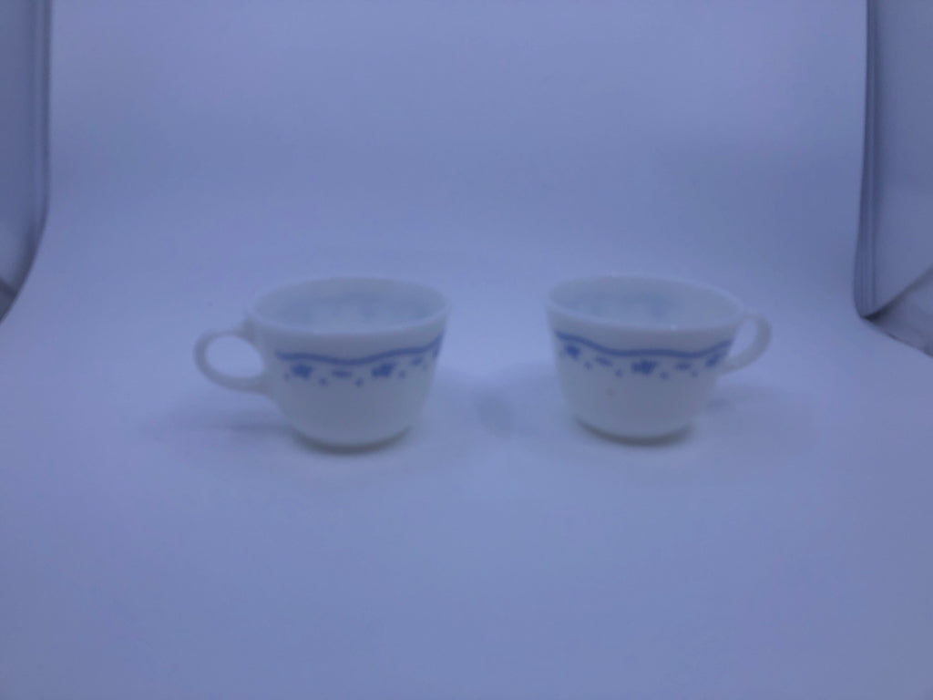 2 CORNING WARE MUGS W BLUE FLORAL.