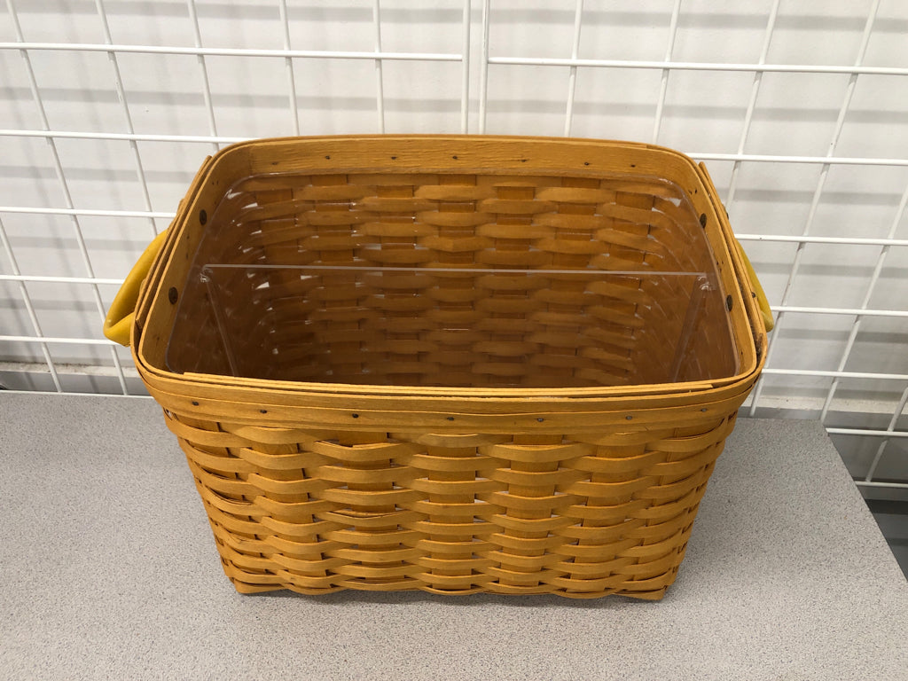 2000 SLANT BASKET W/ LEATHER HANDLES & PROTECTOR.