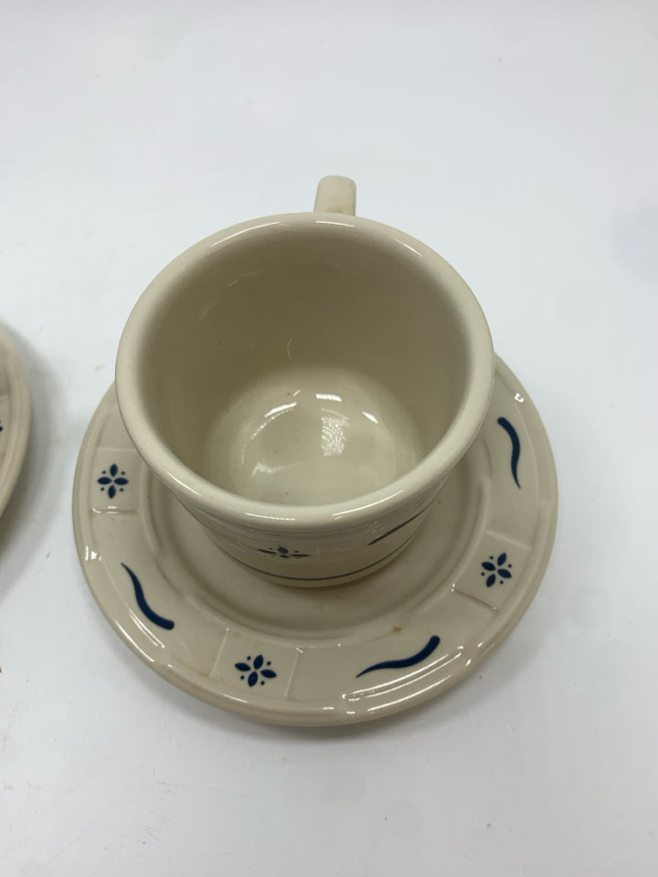 2 POTTERY WOVEN FLORAL TEA CUP/SAUCER.