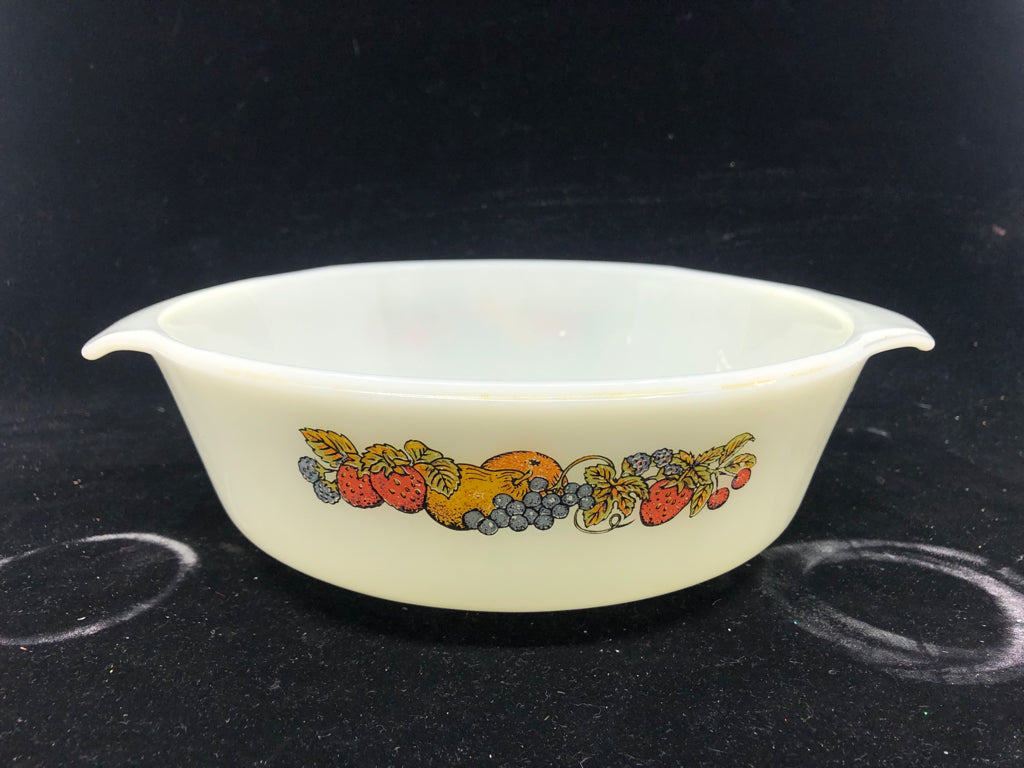 VTG FRUIT BAKING DISH W HANDLES.