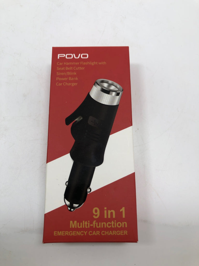 NIB POVO 9-IN-1 EMERGENCY CAR CHARGER.