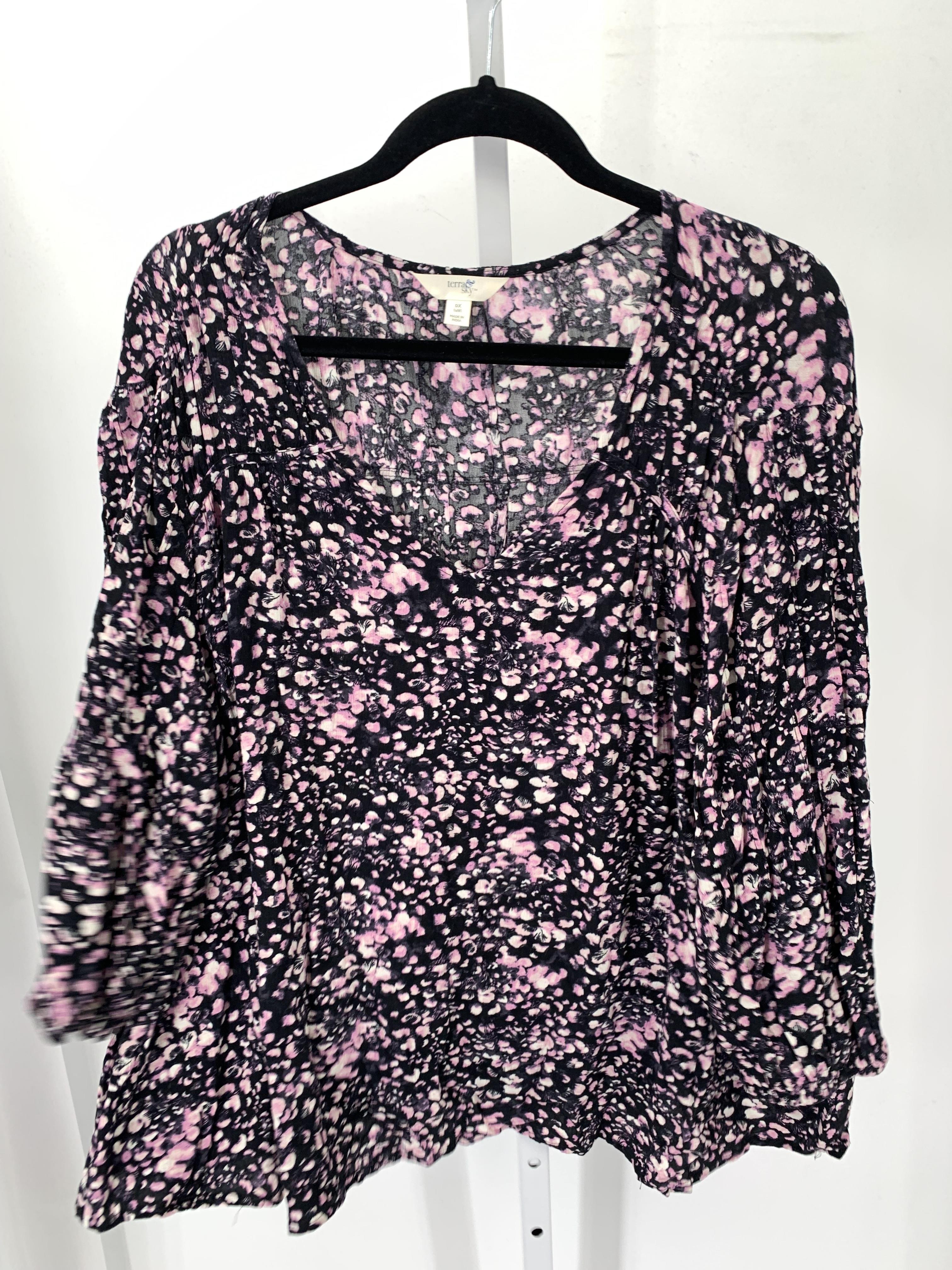 Terra & Sky Size 0X Womens 3/4 Sleeve Shirt