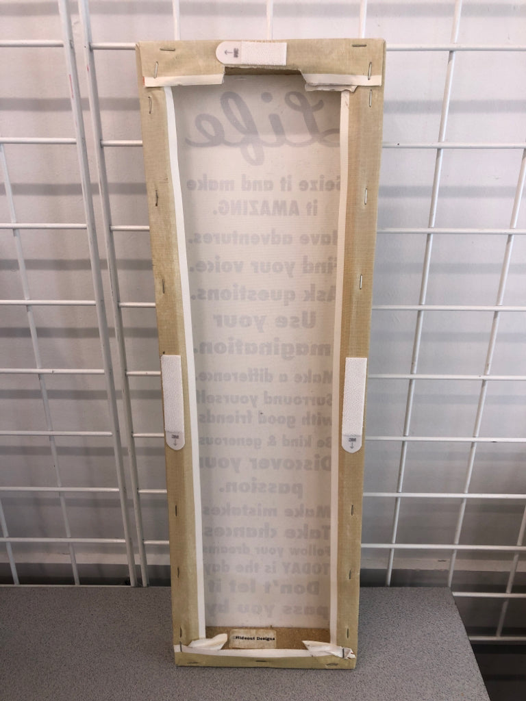 "LIFE SEIZE IT AND MAKE" CANVAS SIGN WALL HANGING.