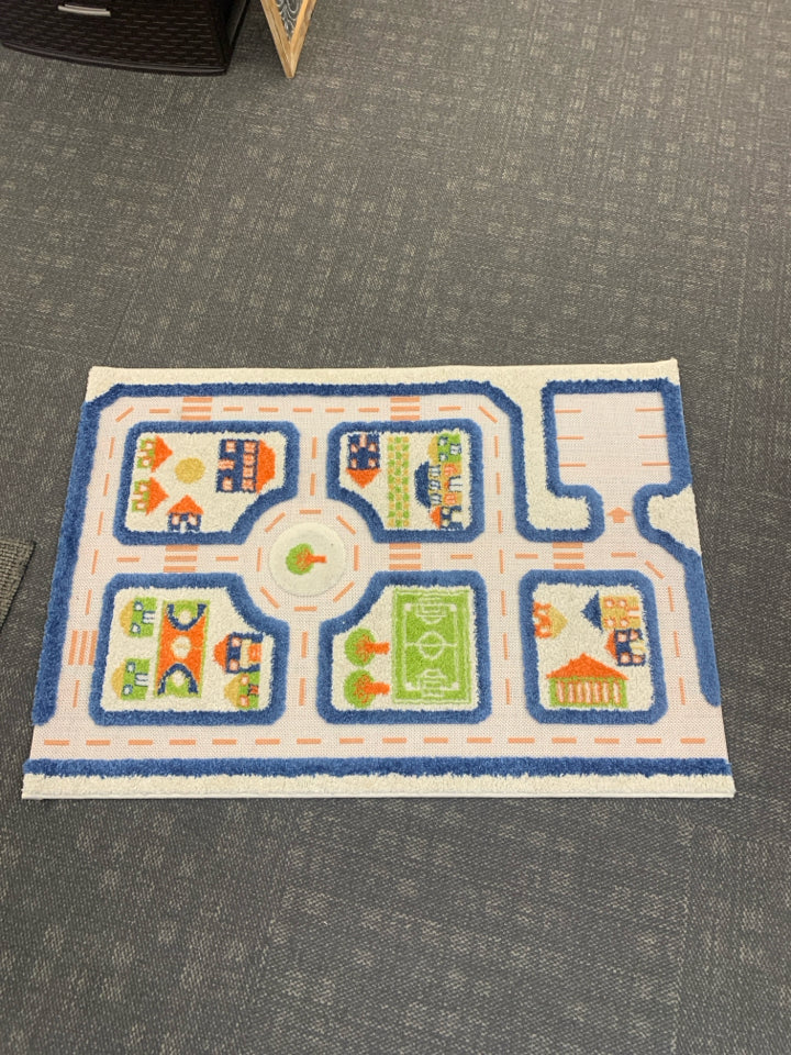 3D PLAY CARPET TRAFFIC BLUE RUG.