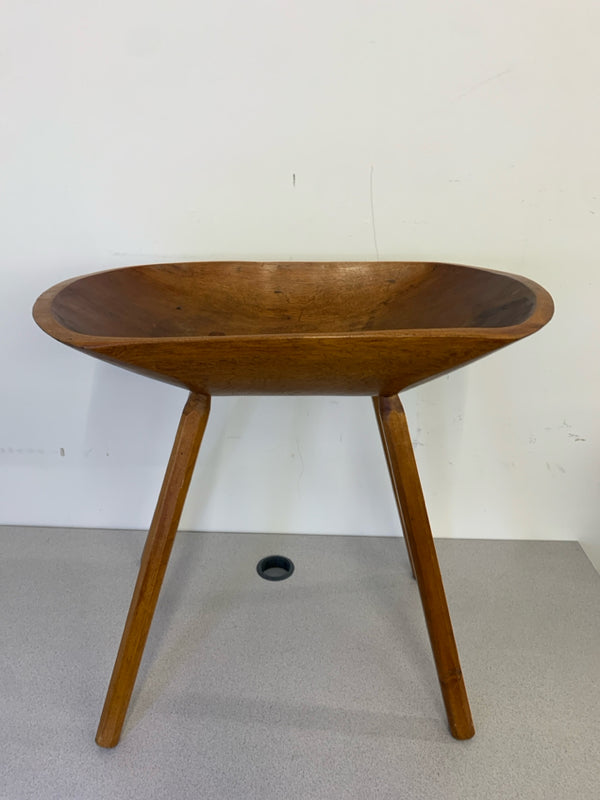 FOOTED WOODEN DOUGH BOWL TABLE.