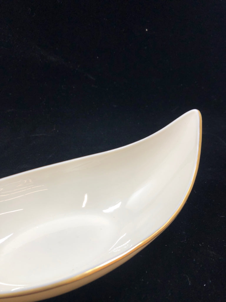 CREAM W GOLD RIM LENOX DISH.