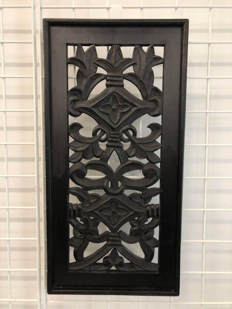 BLACK CARVED WALL HANGING 24"H X 19"D