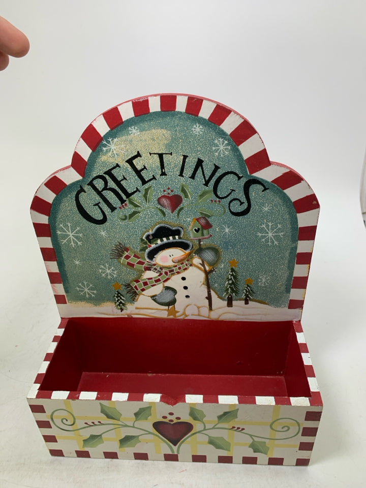 PRIMITIVE STYLE SNOWMAN WALL HANGING W/ MAIL CUBBY.