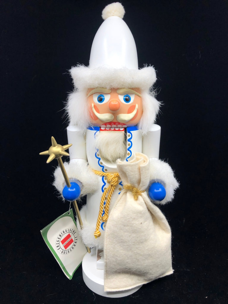 VINTAGE WHITE SNOW KING NUT CRACKER- GERMANY.