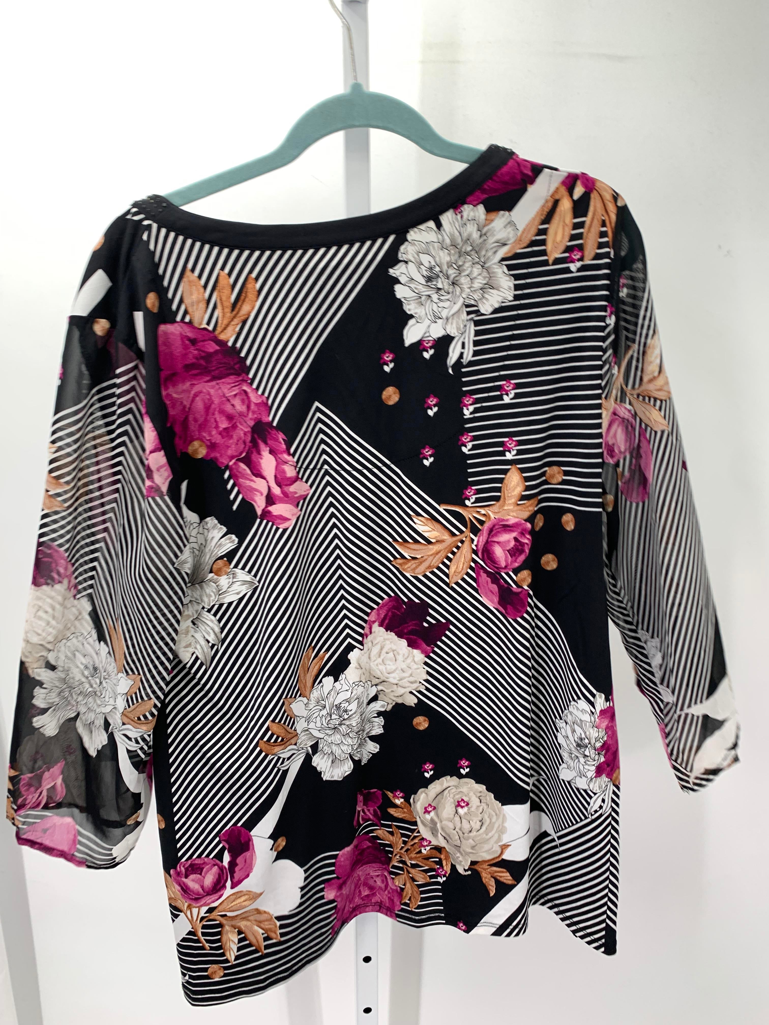 JM Collection Size Large Misses 3/4 Sleeve Shirt