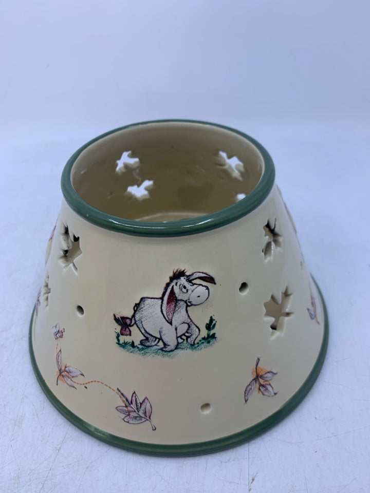 WINNIE THE POOH CANDLE SHADE W/ ALL CHARACTERS PIERCED MAPLE LEAVES.