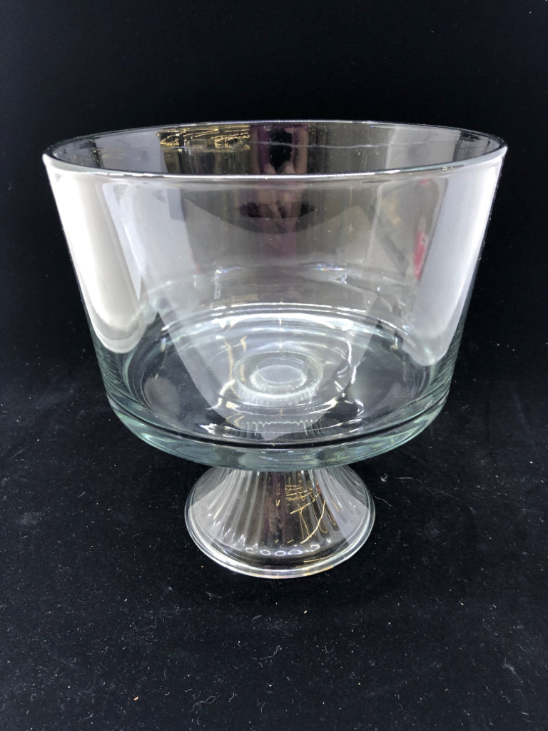 CLEAR GLASS FOOTED TRIFLE BOWL.