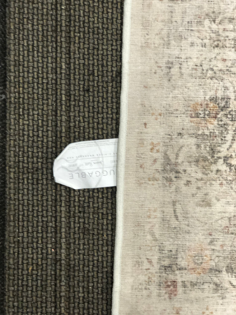BEIGE FLORAL RUG- RUGGABLES.