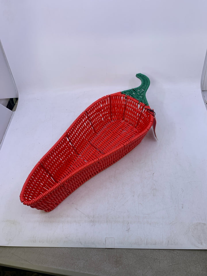 PLASTIC RED CHILE PEPPER BASKET.