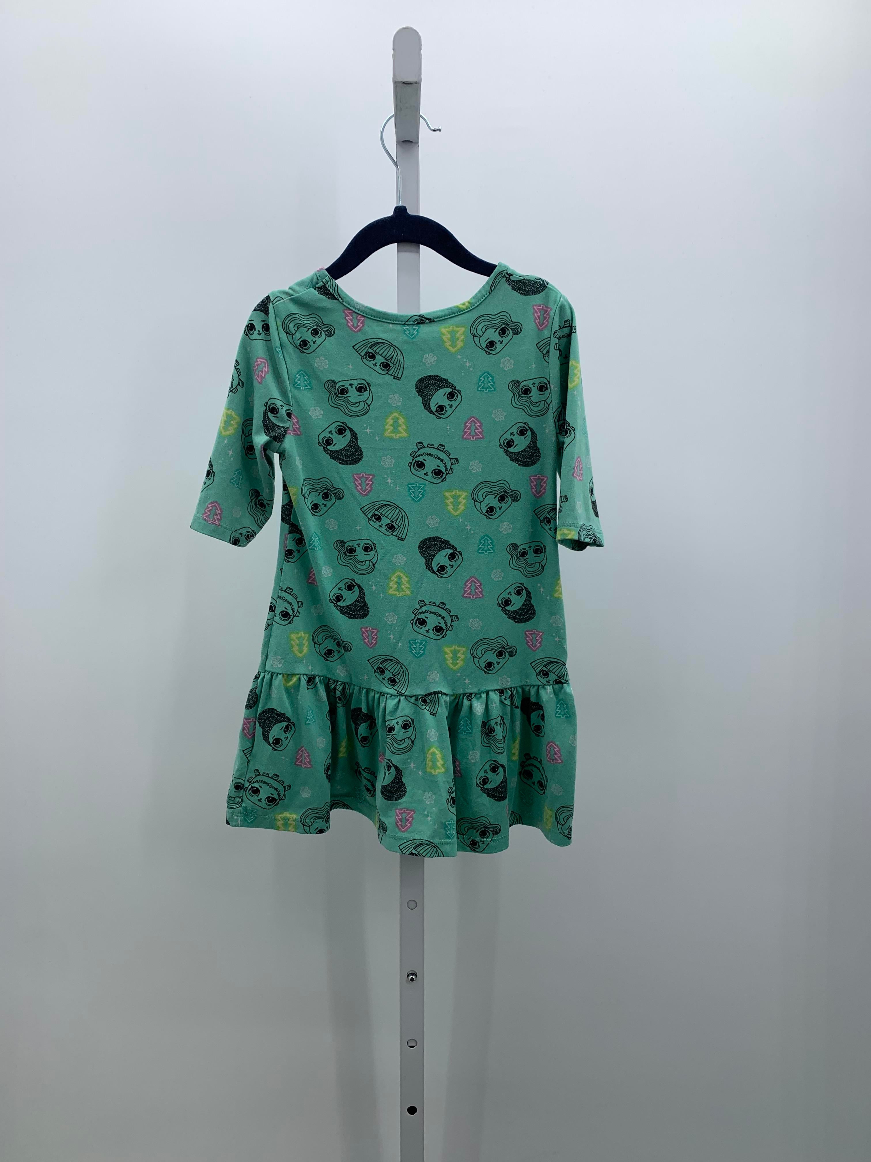 GIRLS XMAS TREES LONG SLV DRESS.