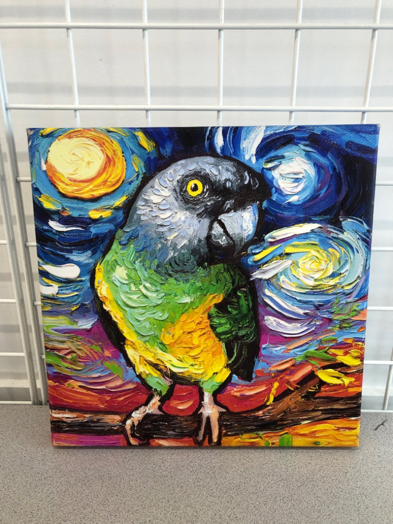 VAN-GOGH STYLE PARROT CANVAS PRINT.