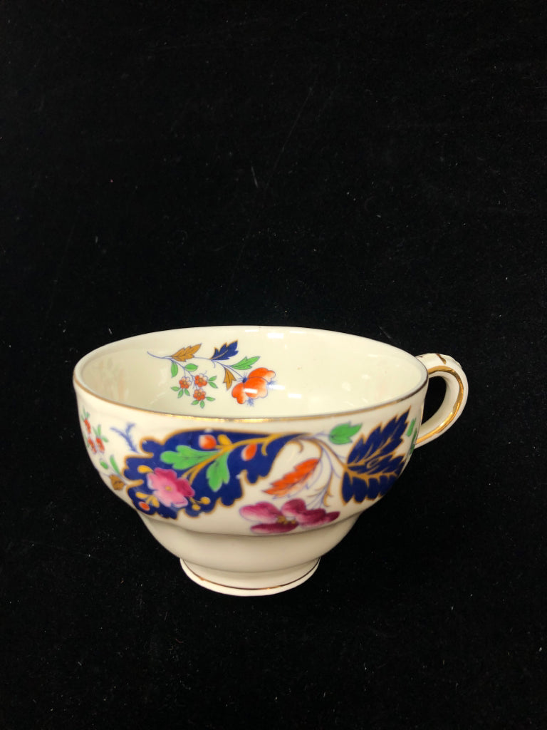 BLUE LEAF TEACUP & SAUCER - ROYAL PETAL.