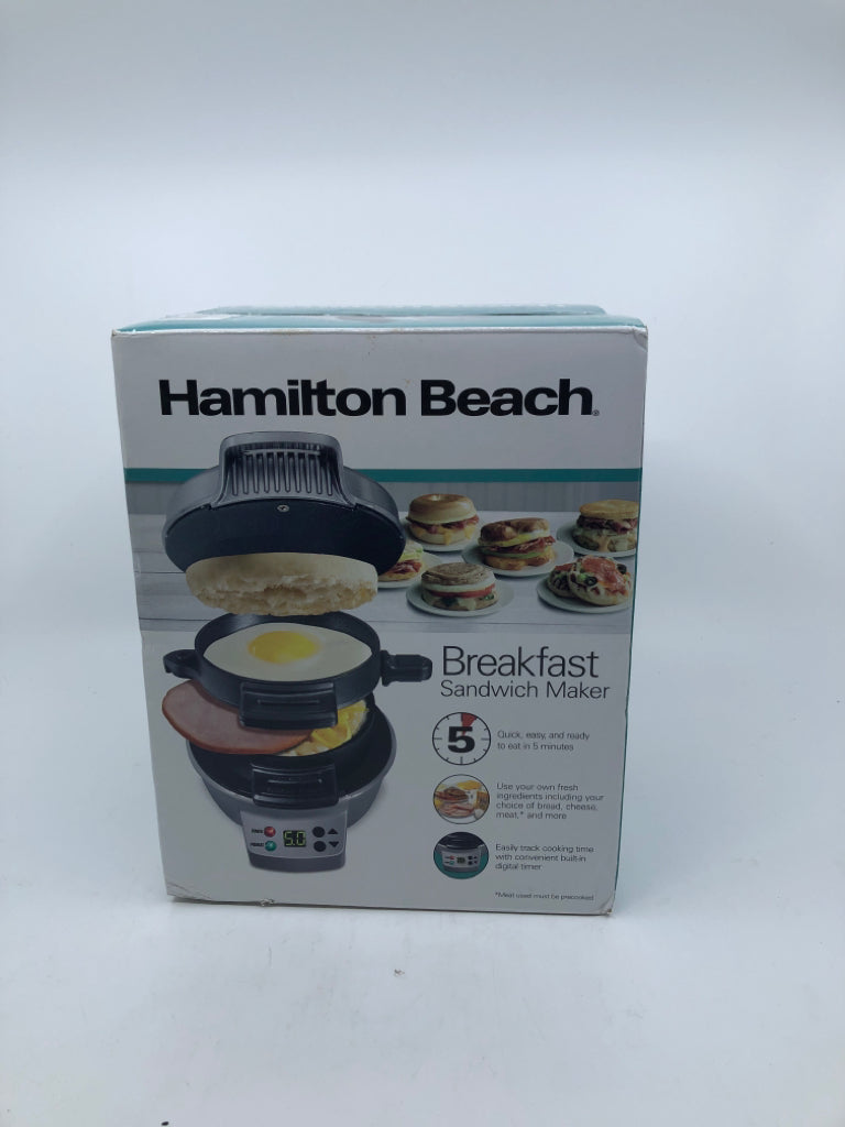 NIB HAMILTON BEACH BREAKFAST SANDWICH MAKER.