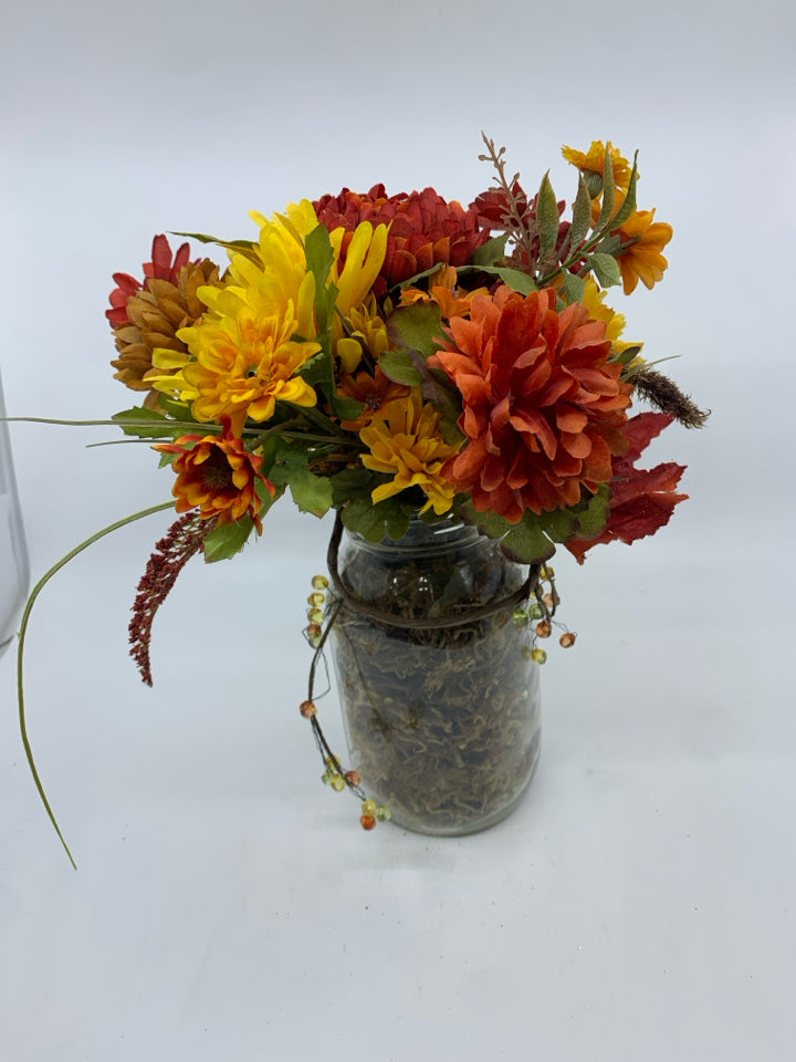 FALL FLORAL IN MASON JAR.