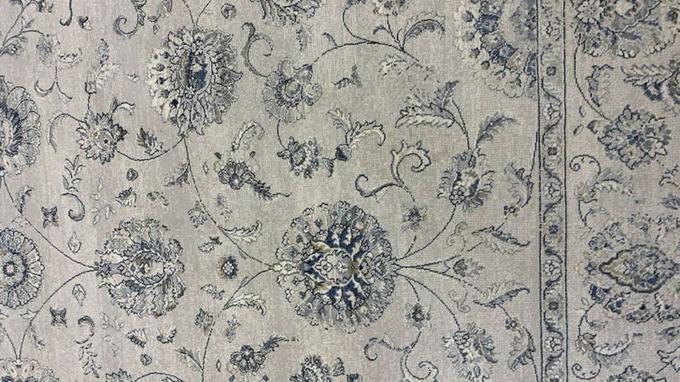 CREAM LARGE RUG W/ BLUE FLORAL DETAIL DYNAMIC RUGS.