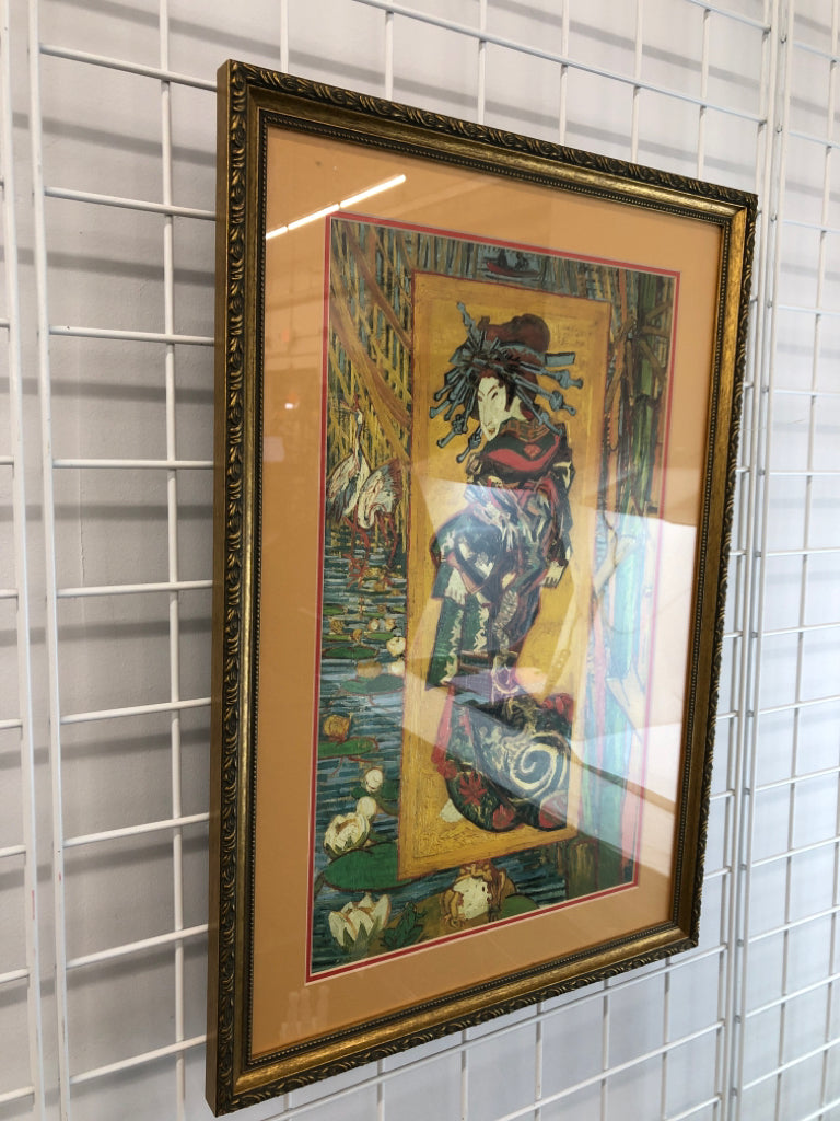 FRAMED ART PRINT "COURTESAN: AFTER EISEN"-VINCENT VAN GOGH IN GOLD FRAME WALL HA