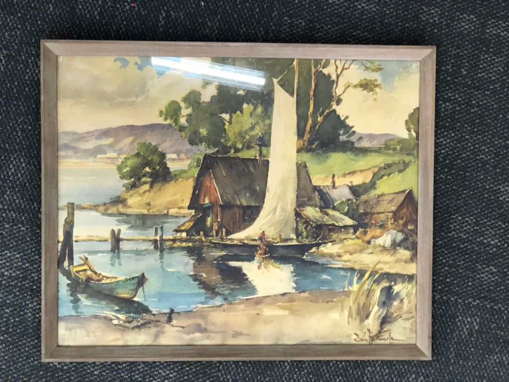 VTG TRANQUILITY REPRODUCTION FRAMED PRINT BY DAVIS F SCHWARTZ.