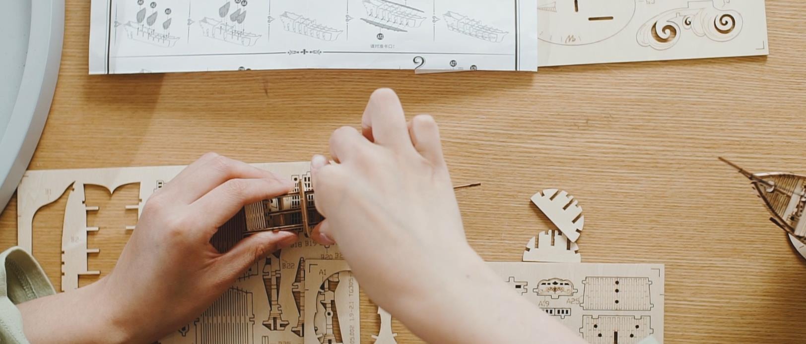 3D Laser Cut Wooden Puzzle -  Sailing Ship