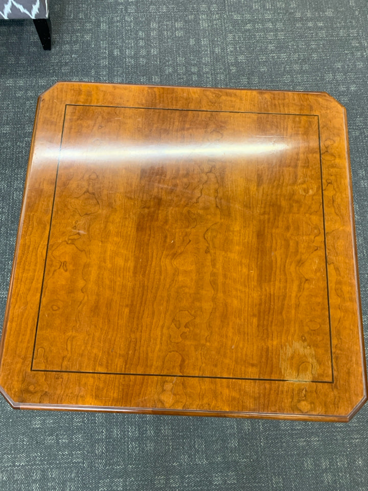 CHERRY WOOD SIDE TABLE W/1 DRAWER+LOWER SHELF.