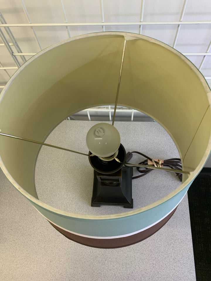 BLUE & BROWN STRIPED LAMP.