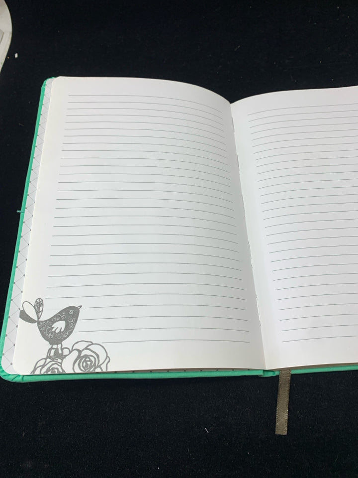 TEAL LEATHER NOTEBOOK IMPRESSIONS LINED W/MAGNET CLOSE.