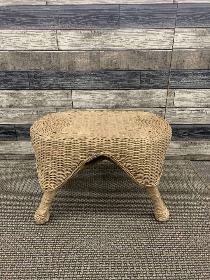 LIGHT BROWN WICKER STOOL/ OTTOMAN.