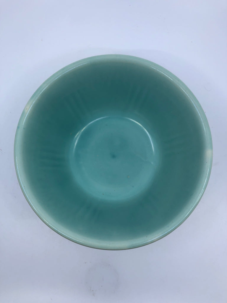 VTG TEAL BOWL W BLOOMING TREE DESIGN.