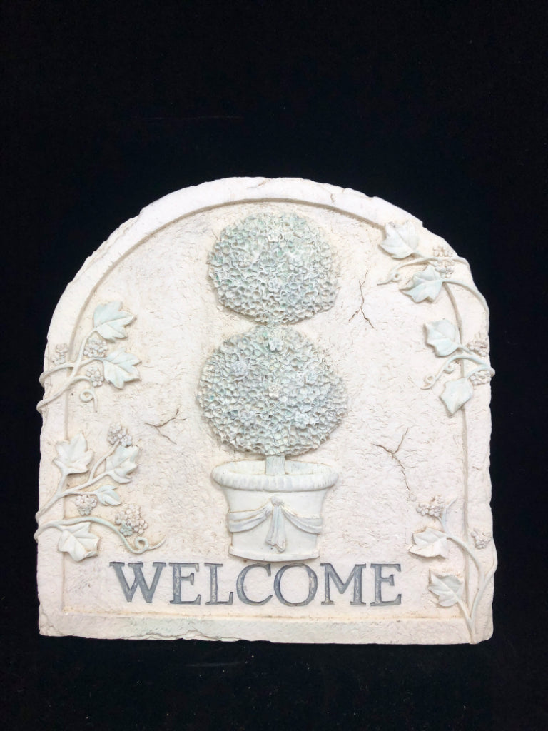 TOPIARY WELCOME PLAQUE.