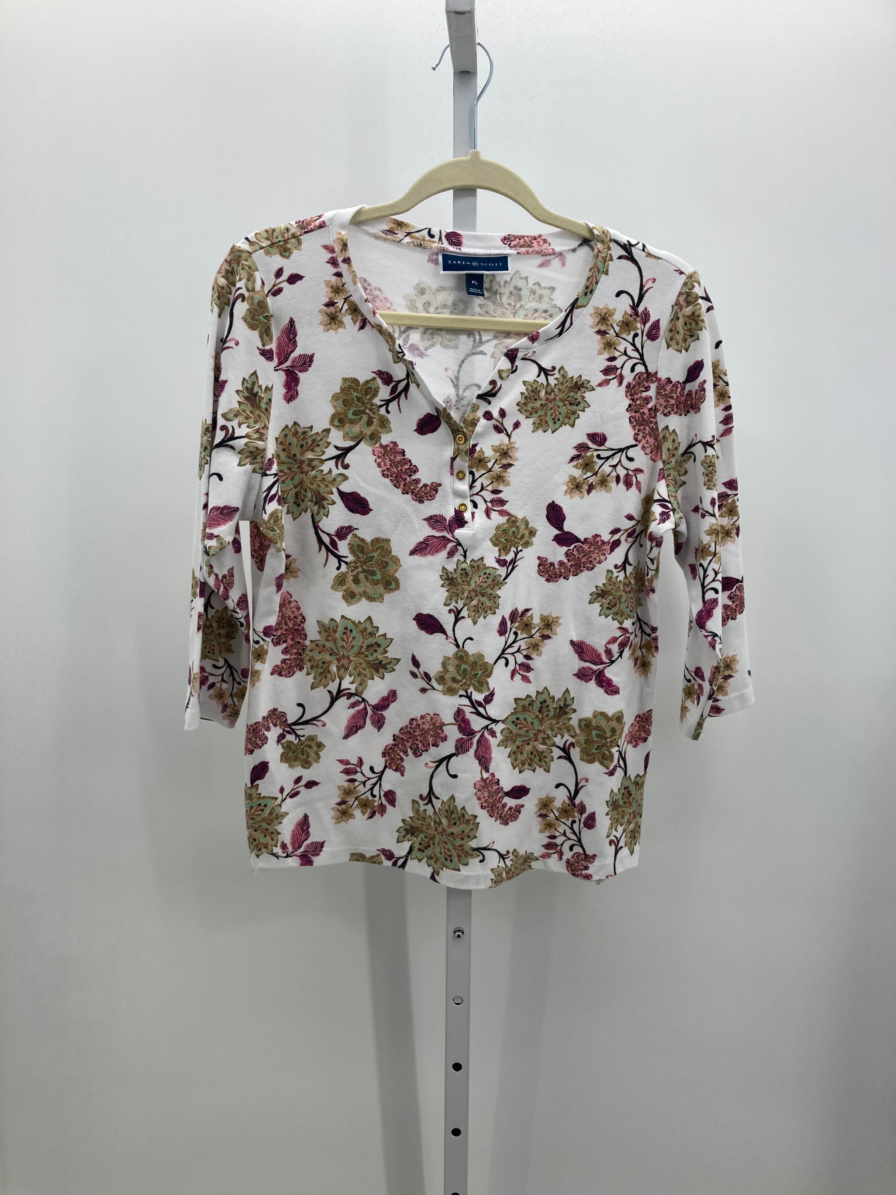 Karen Scott Size Large Petite Petite 3/4 Sleeve Shirt