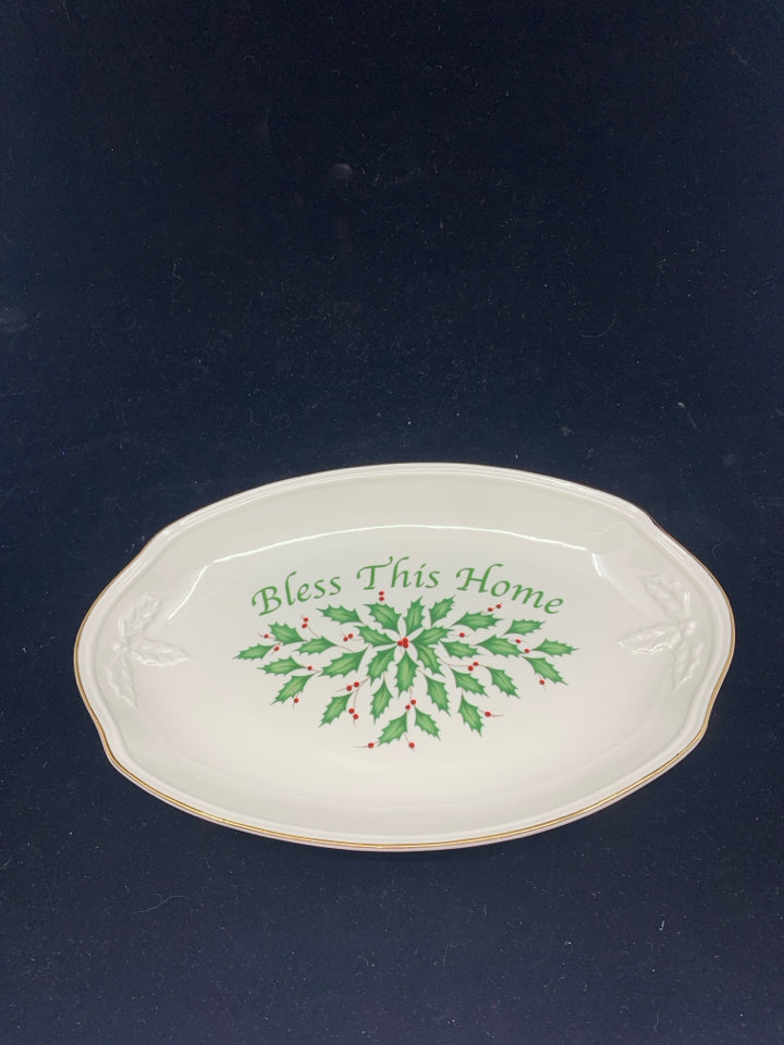 "BLESS THIS HOME" LENOX SERVING PLATE.