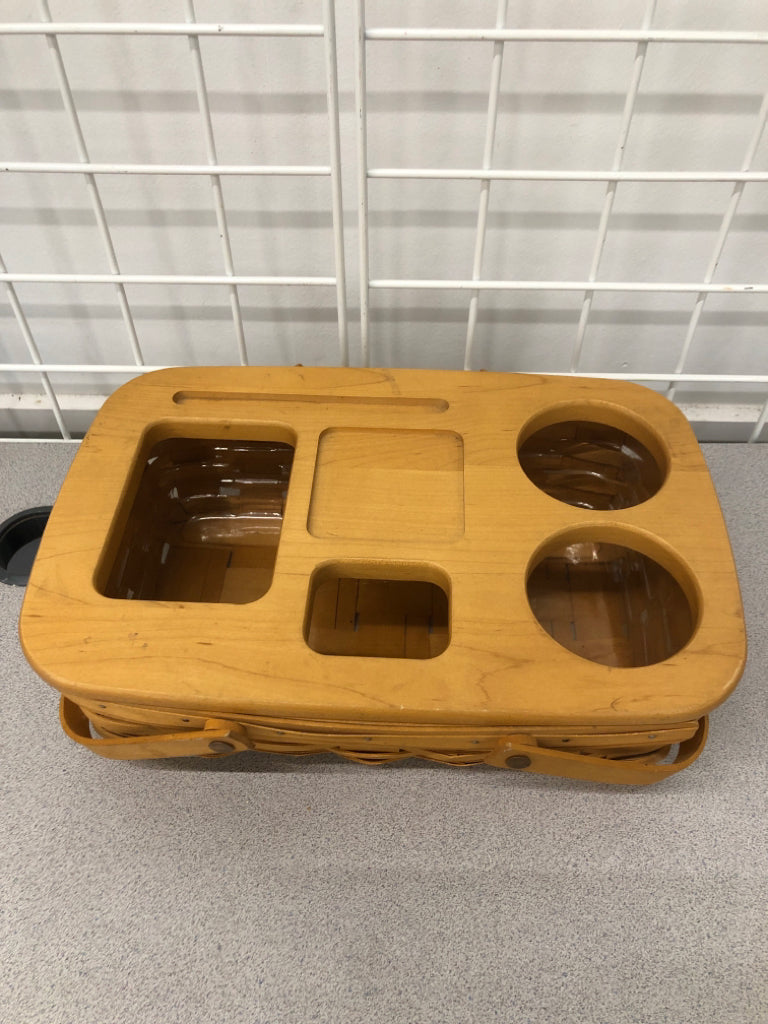 2001 BASKET CADDY W/WOODEN STORAGE COVER.