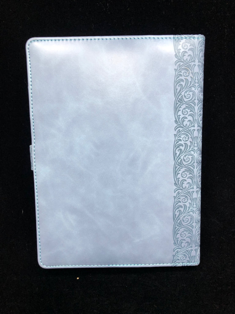 LOCKING BLUE FAUX LEATHER NOTEBOOK.