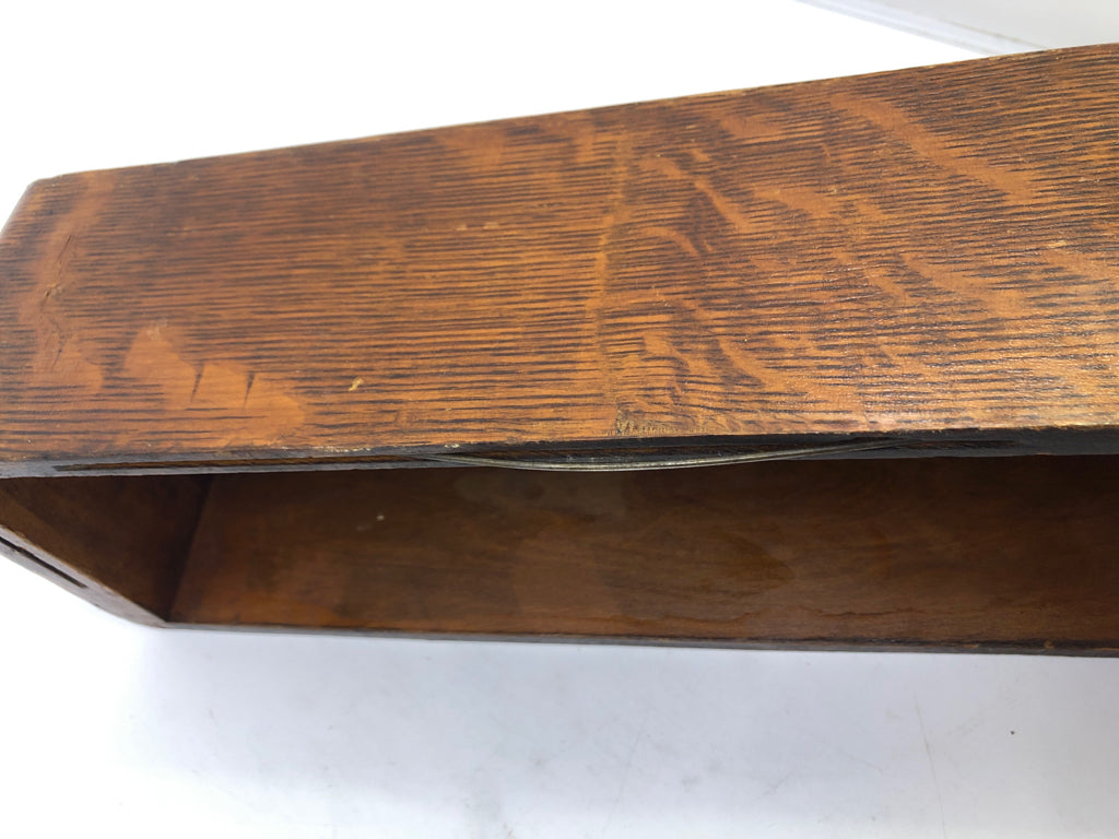 VTG DARK WOOD DRAWER WALL HANGING.