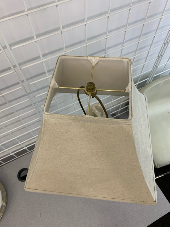 BLUE & GOLD LAMP W/ SOFT SHADE.