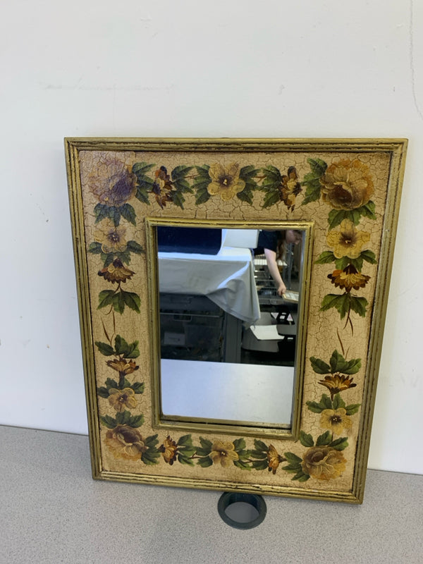 FLORAL FRAME WALL MIRROR.