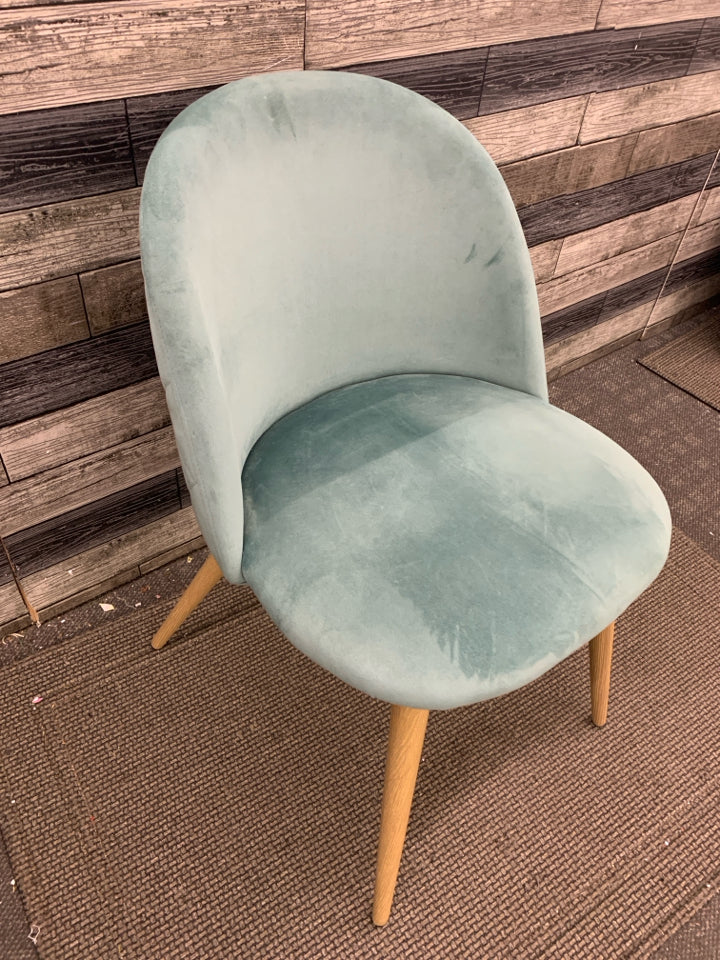 MINIMALIST SOFT BLUE CHAIR.
