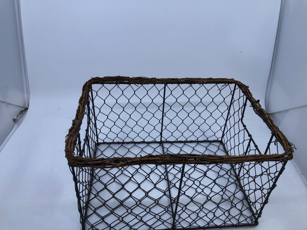 CHICKEN WIRE AND TWIG BASKET.