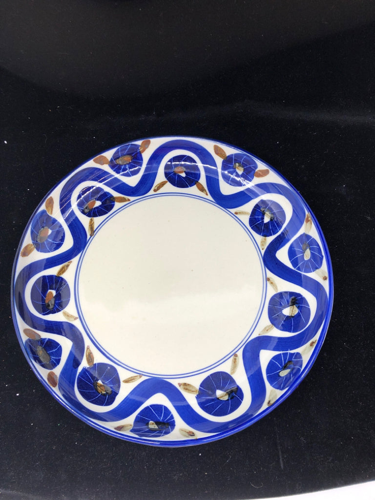 COBALT BLUE SWIRLS/CIRCLE BROWN DETAILS.